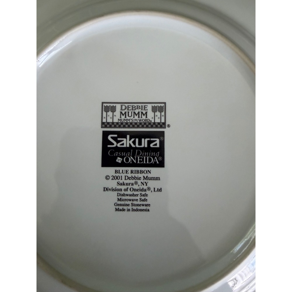 Debbie Mumm Blue Ribbon Salad Plates Set of 4 Sakura Vegetable Plates - Picture 11 of 11